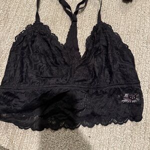 No Boundaries Black Lace Halter Bralette